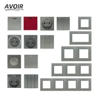 Серый настенный светильник ель света, алюминиевый Матовый панельный диммер, европейские французские розетки и переключатели, 1 2 3 4 комплекта, 2 канала, сделай сам, Бесплатная комбинация выключатель света кнопка роз