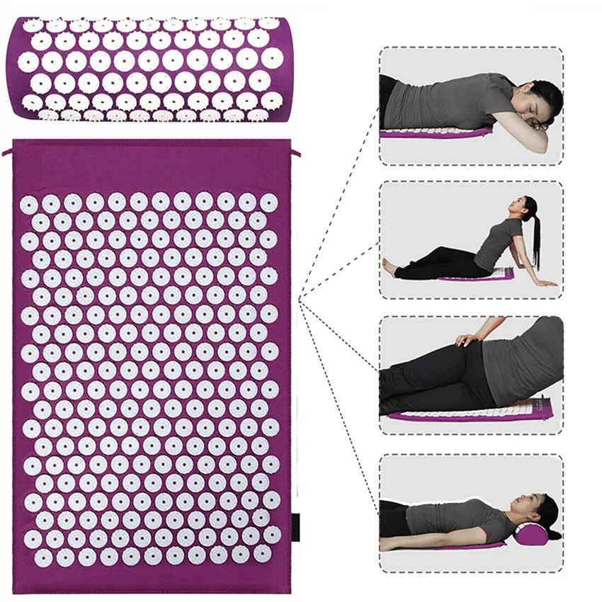 Массажный коврик для йоги акупрессурный с шипами снятия стресса боли в спине
