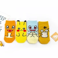 4pcsbag pokemon spring and autumn toddler socks pikachu boys2021 fashion girl tide socks cotton breathable sweat absorbent