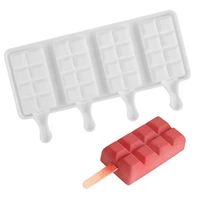 ice cream bar mold reusable 4 cavity silicone mold popsicle pudding maker dessert making tool kitchen accessories random color