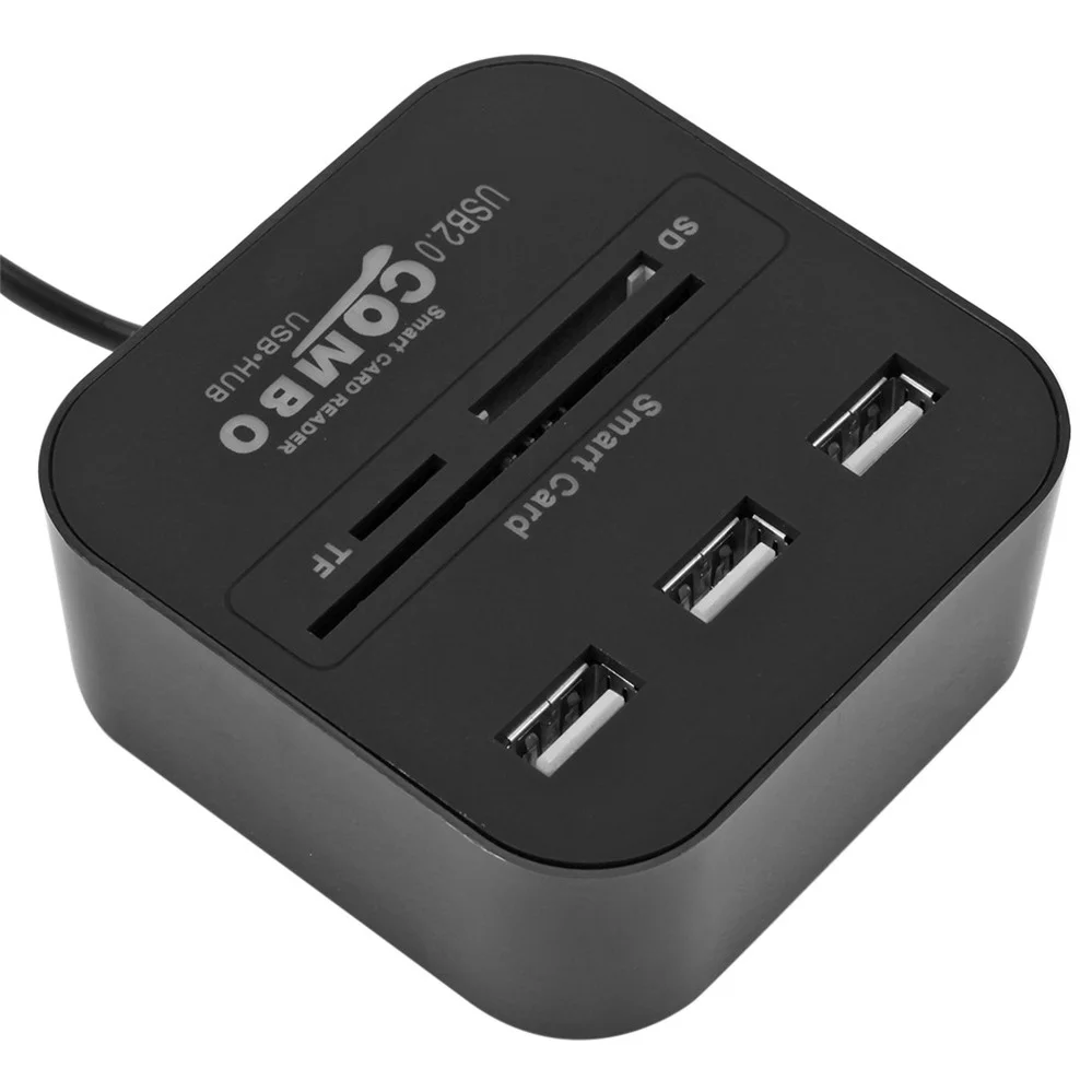 USB Смарт-кардридер PzzPss все в одном для банковских карт IC/ID EMV SD TF 3USB-порта |