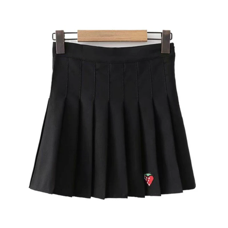 

Merry Pretty Skirts Women High Waist Mini Denim Skirts Strawberry Cute Pleated Skirt Harajuku Japanese School Uniform Skirt Girl