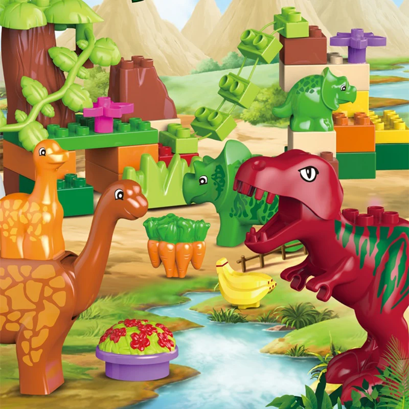

40Pcs Dino Valley Building Blocks Sets Large Particles Animal Dinosaur World Model Toys Bricks Compatible Christmas Gift
