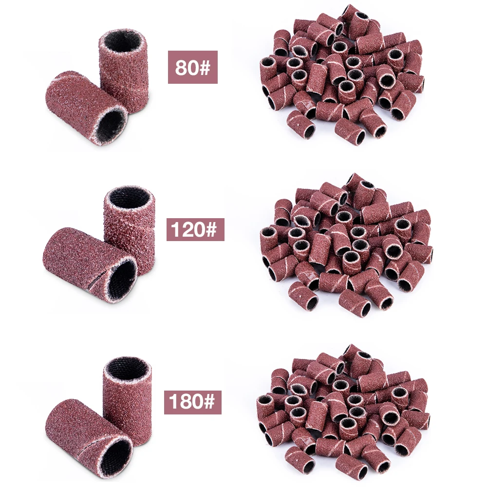 

100pcs 80''/120''/180" Electric Nail Art Sanding Bands Nail Drill Bits Gel Polish Remover Tool Accessory Nail Gel Remover Tool