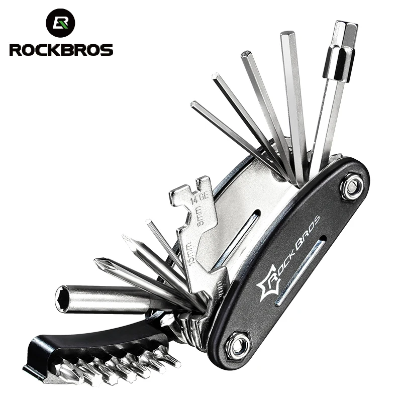 ROCKBROS 16 в 1 Набор велосипедных инструментов для горного велосипеда Многофункциональный ремонтный набор инструментов шестигранный спицевой гаечный ключ Горный Цикл Отвертка Инструмент