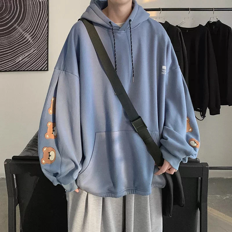 

Fashion Nwe Casual Harajuku Kawaii Bear Hoodie Women Streetwear Korean Style Hip Hop Cute Cartoon Bear Print Sweatshirt Unisex