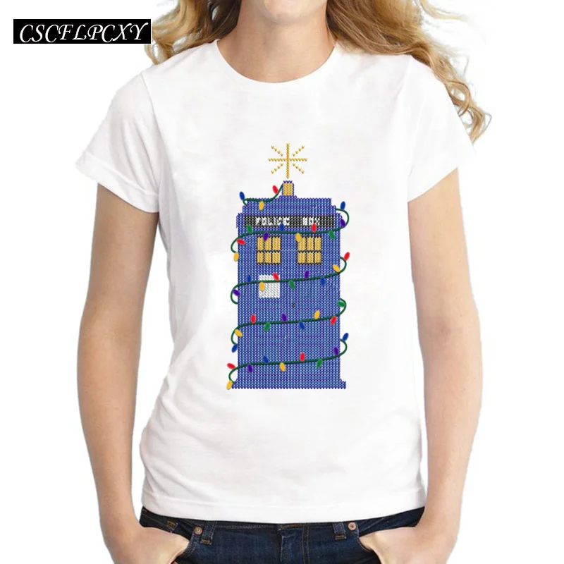 Новая модная женская футболка DR WHO рождественские повседневные топы с