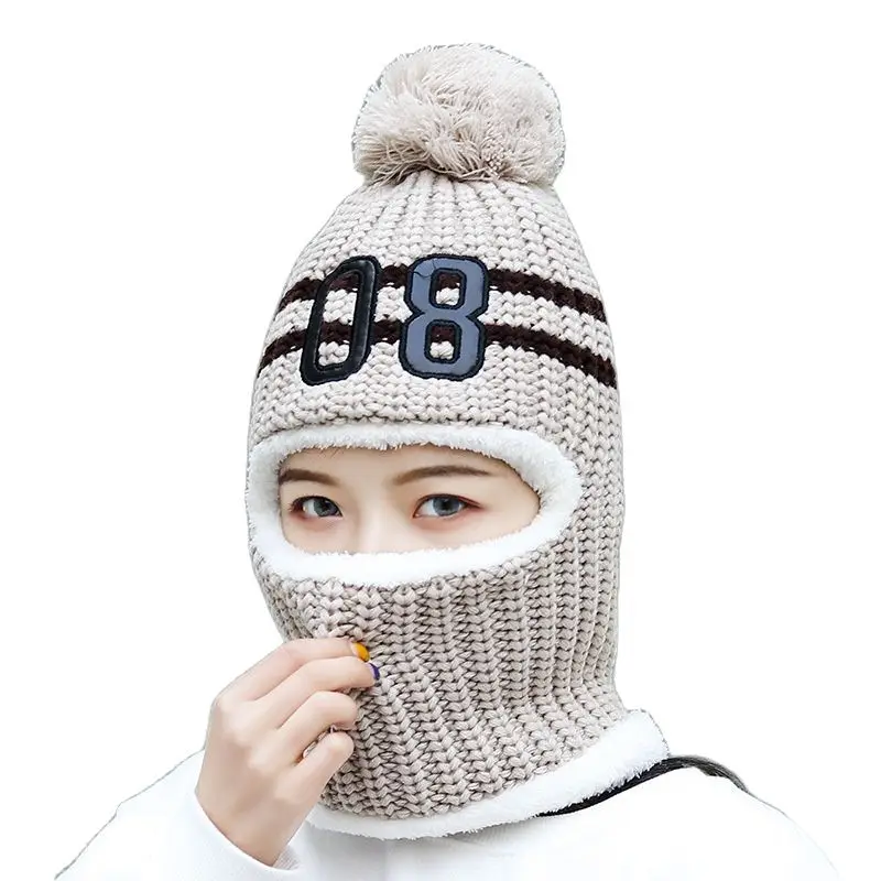 2021 New Style Hat Women Winter Korean Warm Ear Protection Wool Riding All-Match Cold-Proof Neck Knitted | Аксессуары для одежды