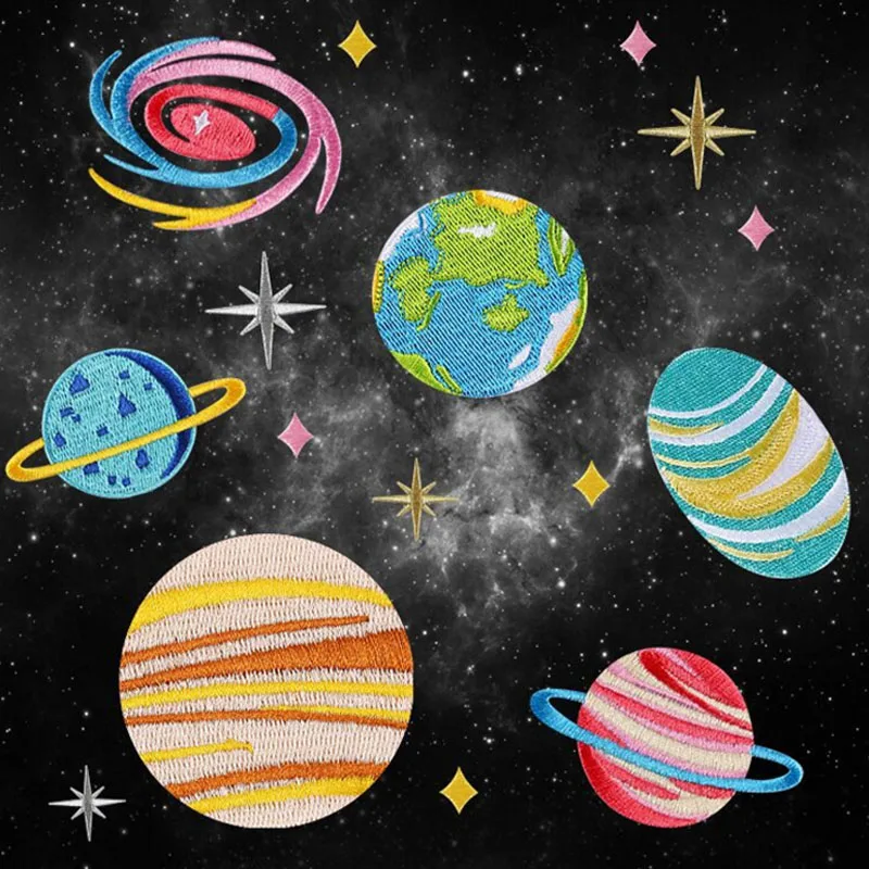 Цветная детская Galaxy солнечная система земля Юпитер насыщенный утюжок нашивка