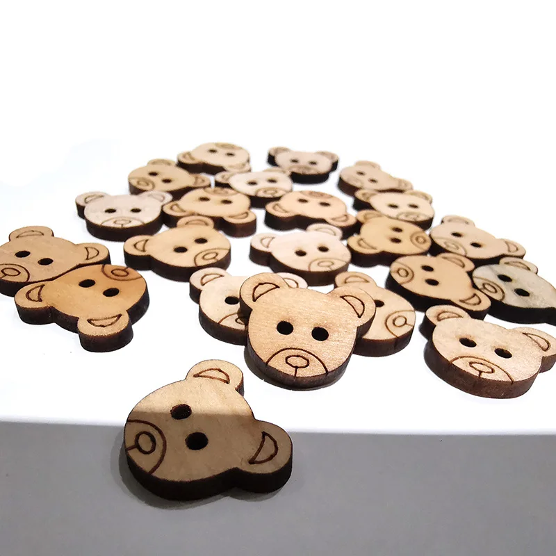 20 шт. 15*18 мм Медведь деревянные пуговицы для шитья шов Скрапбукинг аксессуары