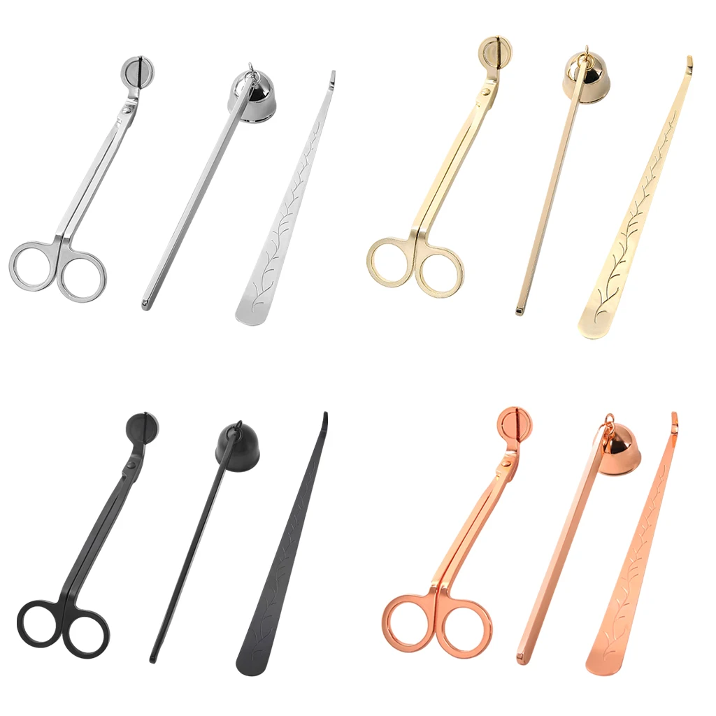 

3Pcs/Set Luxury Candle Accessory Set Candle Extinguisher Tool Candle Snuffer Trimmer Dipper Kits Home Decor For Party Wedding