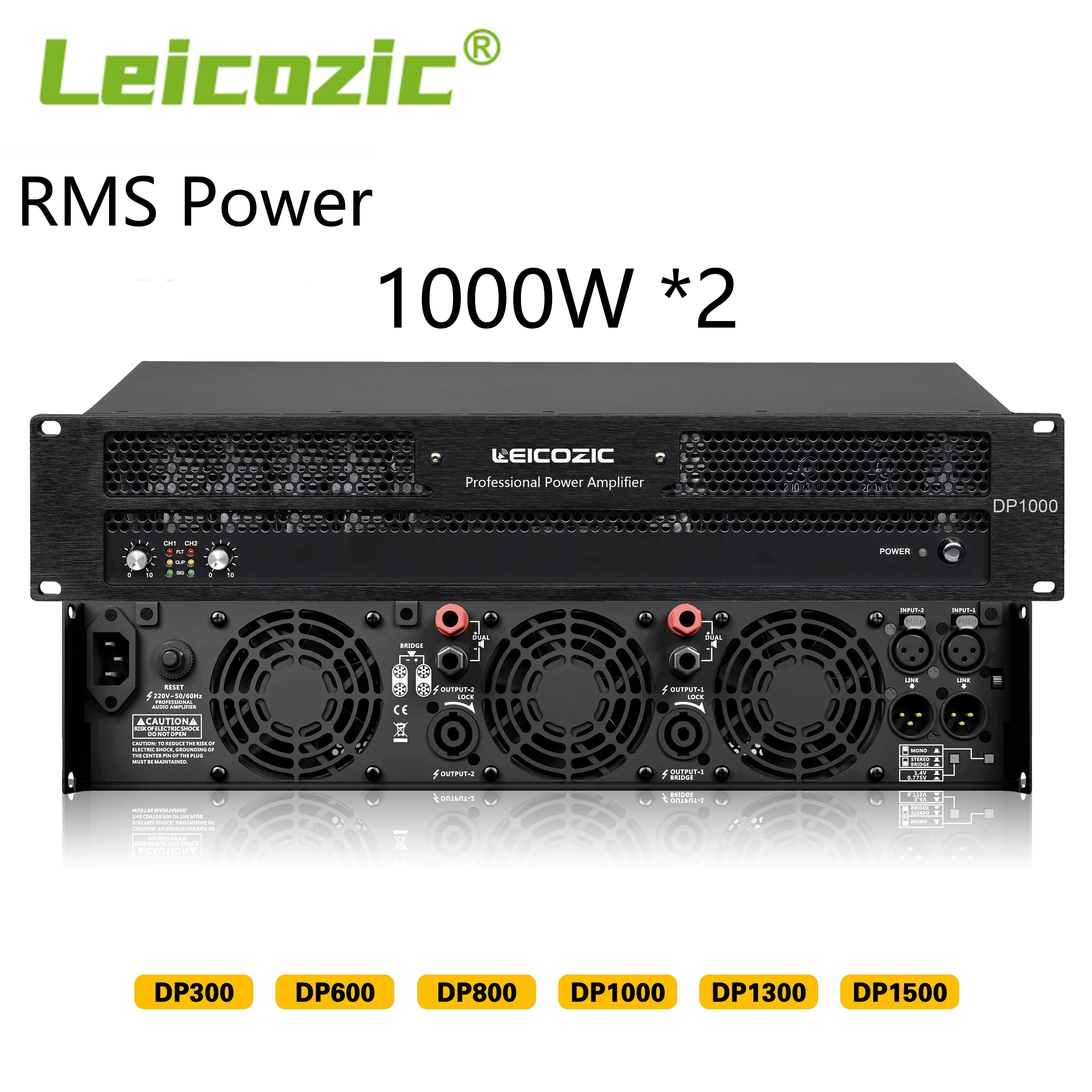 Leicozic DP1000 2 канала Мощность усилитель 1000 Вт + 1000W класса h легкий 2U для концерта