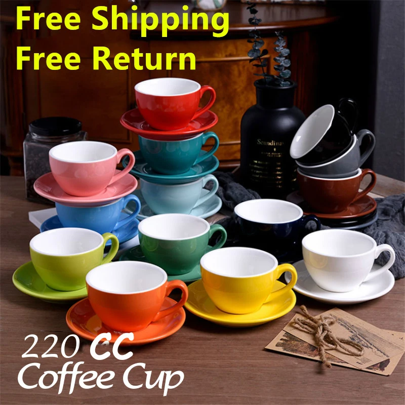 

220CC High-grade Ceramic Coffee Cups Set Simple European style Mugs Cappuccino Flower Cups Latte For Coffee Master