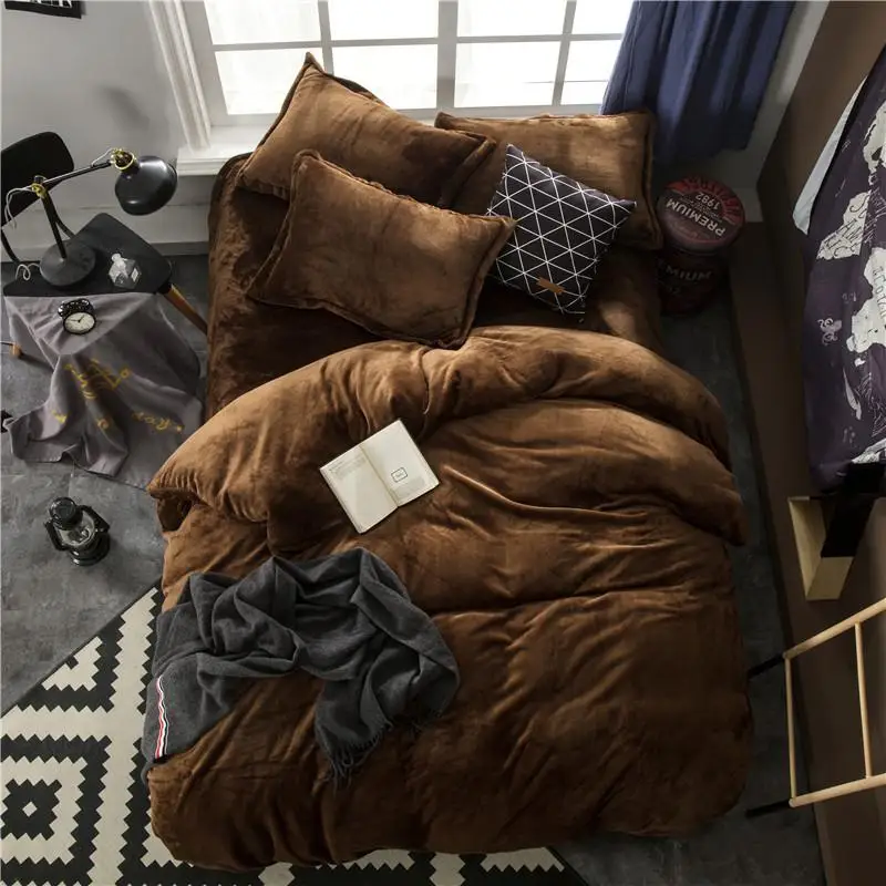 Теплые флисовые близнец полный Queen Комплект постельного белья королевского