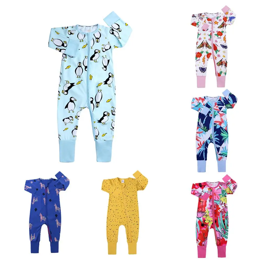 2020 Newborn Baby Spring/Autumn Cotton Clothing Baby Grils Christmas Romper Boys Animal Floral Costumes Pajama Roupa