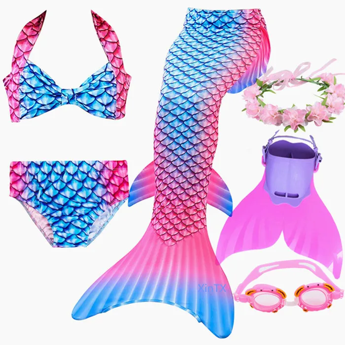 Для девочек с хвостом русалки для плавания раскладным механизмом купальник