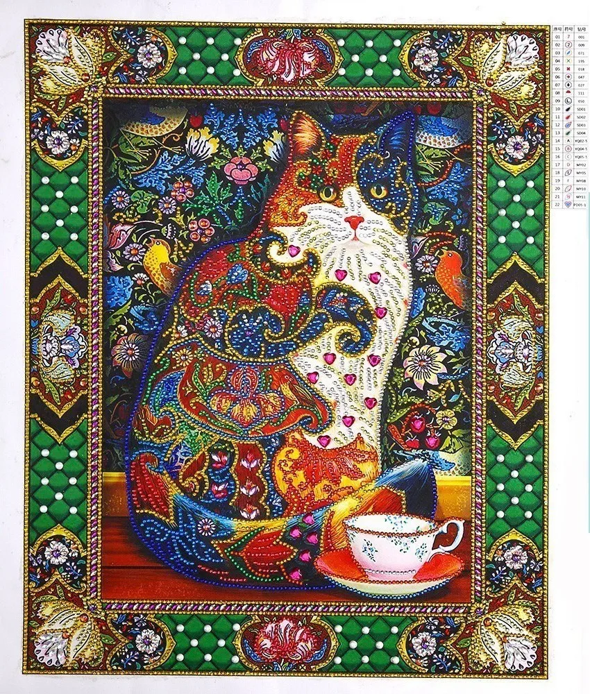 LP121 Nabi, алмазная картина особой формы, кот, животное, сделай сам, алмазная вышивка, домашний декор, частичная круглая дрель, Алмазная мозаика 40x50 см - Цвет: LP121