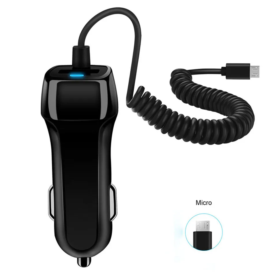 Автомобильное зарядное устройство USB с кабелем Micro usb type C, автомобильное зарядное устройство для зарядки телефона, usb-адаптер для samsung S8 S9 S10 Plus Xiaomi huawei