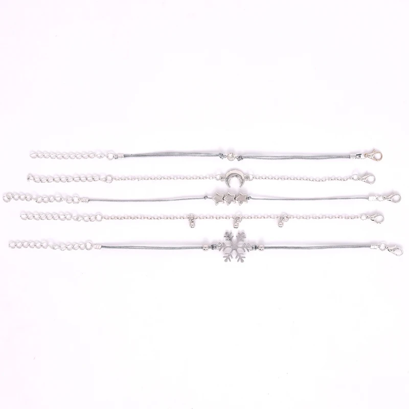 Изысканный Снежинка звезда браслет с Луной комплект в богемном стиле Цвет