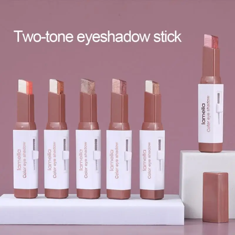 

Двухцветные градиентные тени для век-карандаш для начинающих, ленивые тени для век в один шаг, выдвижной стерео макияж для век, косметически...