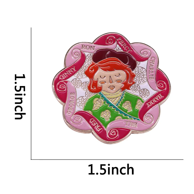 Molly Weasley and Family Knitted Clock Enamel Pin Movie Book Fans Magic Addition | Brooches