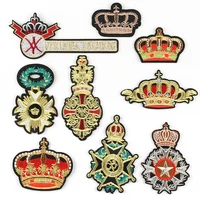 9pcs crown pattern medal sew diy repair clothing patch ironing embroidered patch diy t shirt denim backpack fashion decor badge