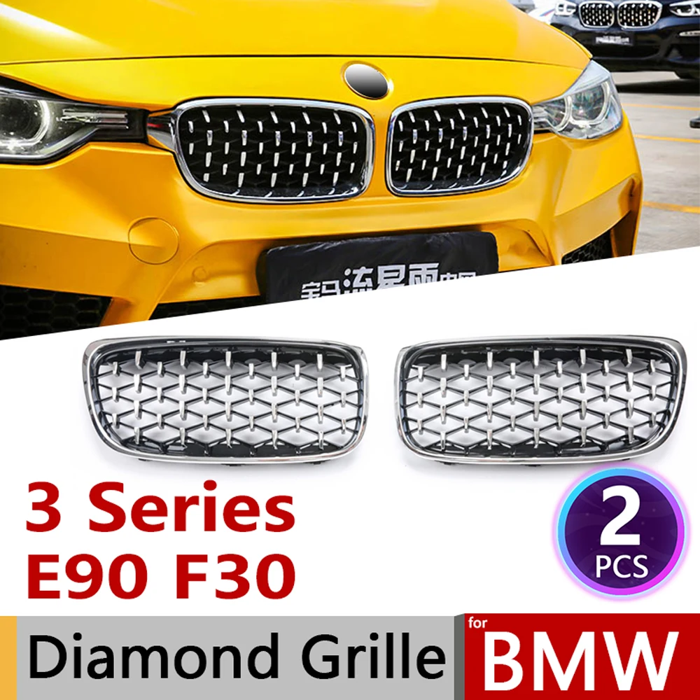 2 шт. решетка алмаза гоночные решетки для BMW 3 серии E90 F30 2005 ~ 2019 отделкой гриль 2006 2007