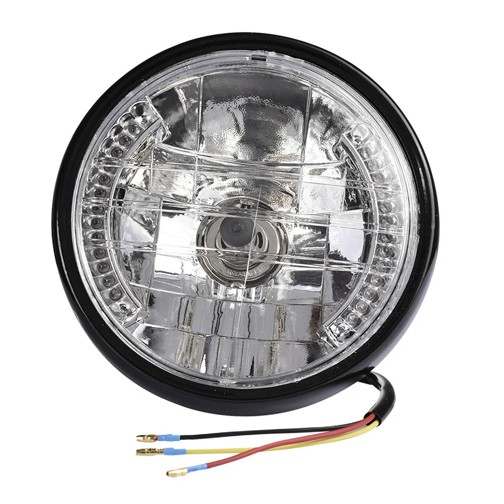 7 дюймов фара мотоцикла черная металлическая Ретро Янтарная галогенная