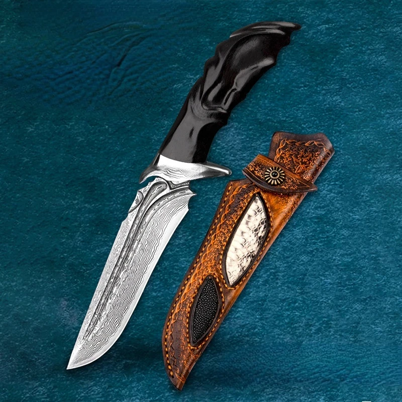 

Японский нож ручной работы VG10 из дамасской стали, высокопрочный острый резец для самообороны, выживания в джунглях, изысканный подарочный