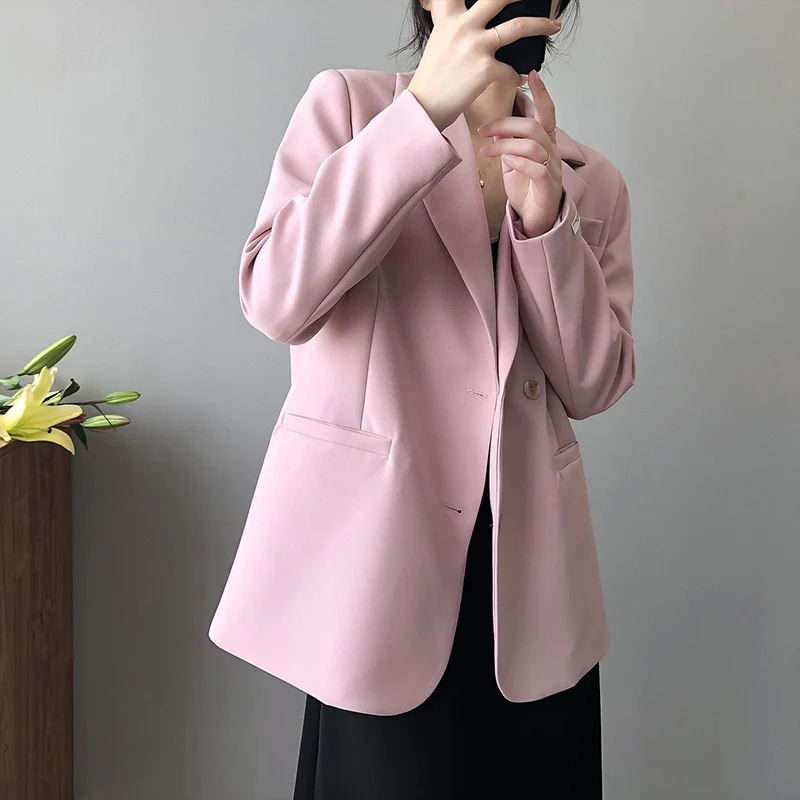 

Новинка, осенняя женская модель, элегантный винтажный пиджак в Корейском стиле с отложным воротником, женская одежда для офиса 2021, Y2k