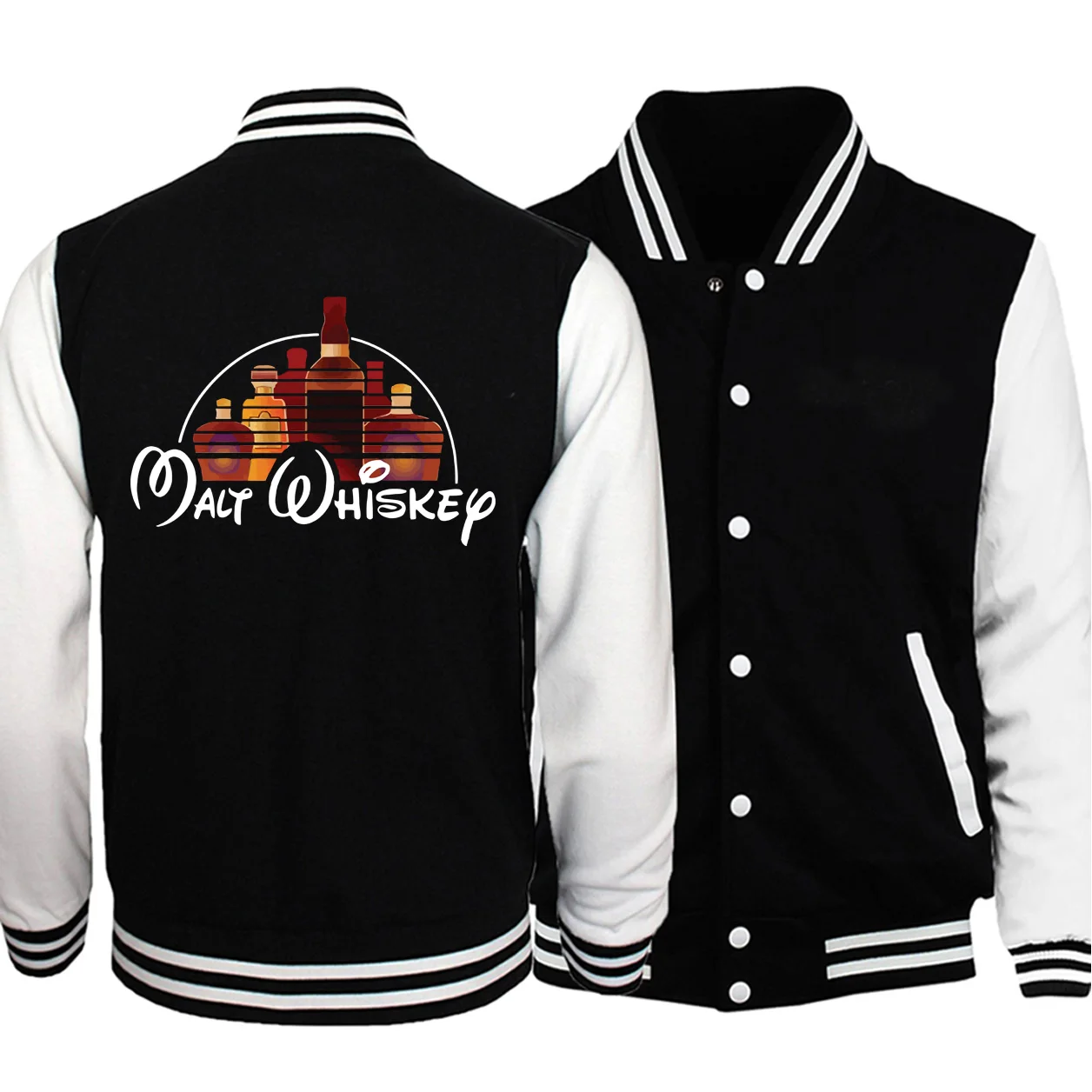 

Fashion Base Jacket Men Malt Whiskey Print Coat Funny Alcohol Streetwear Tracksuit Hip Hop Men Base Uniform Jacket S-5XL