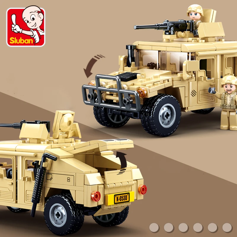 SLUBAN Военная серия Hummered Jeeped H1 армейский штурмовой автомобиль MOC солдаты фигурки
