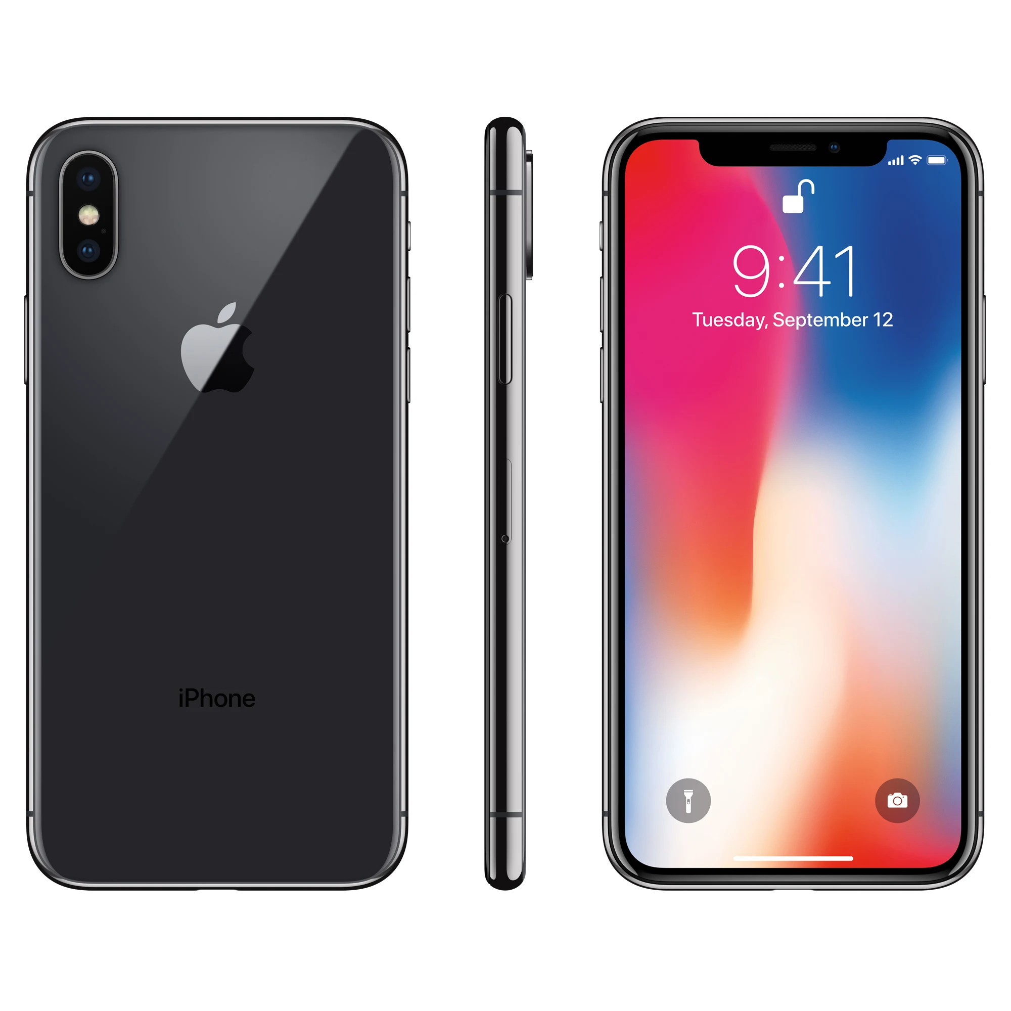 Смартфон iPhone X, разблокированный, 3+64/256 Гб, экран 5.8дюйм , камера 12 мп, функция Face ID, процессор Hexa Core, iOS A11, двойная камера