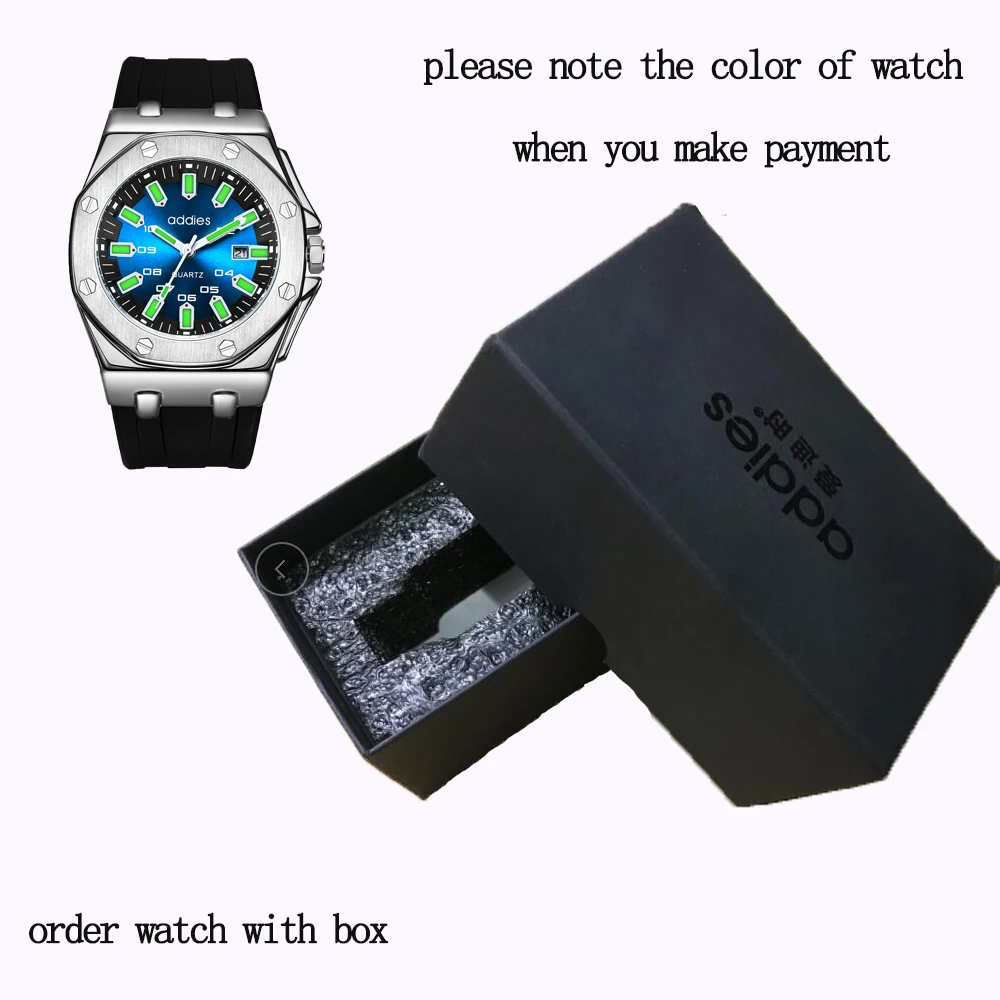 BLUE-SILVER-BOX Addies часы мужские s мужские наручные часы холодные светящиеся 30 м водонепроницаемые часы черный резиновый ремешок повседневные деловые наручные часы - Цвет: BLUE-SILVER-BOX