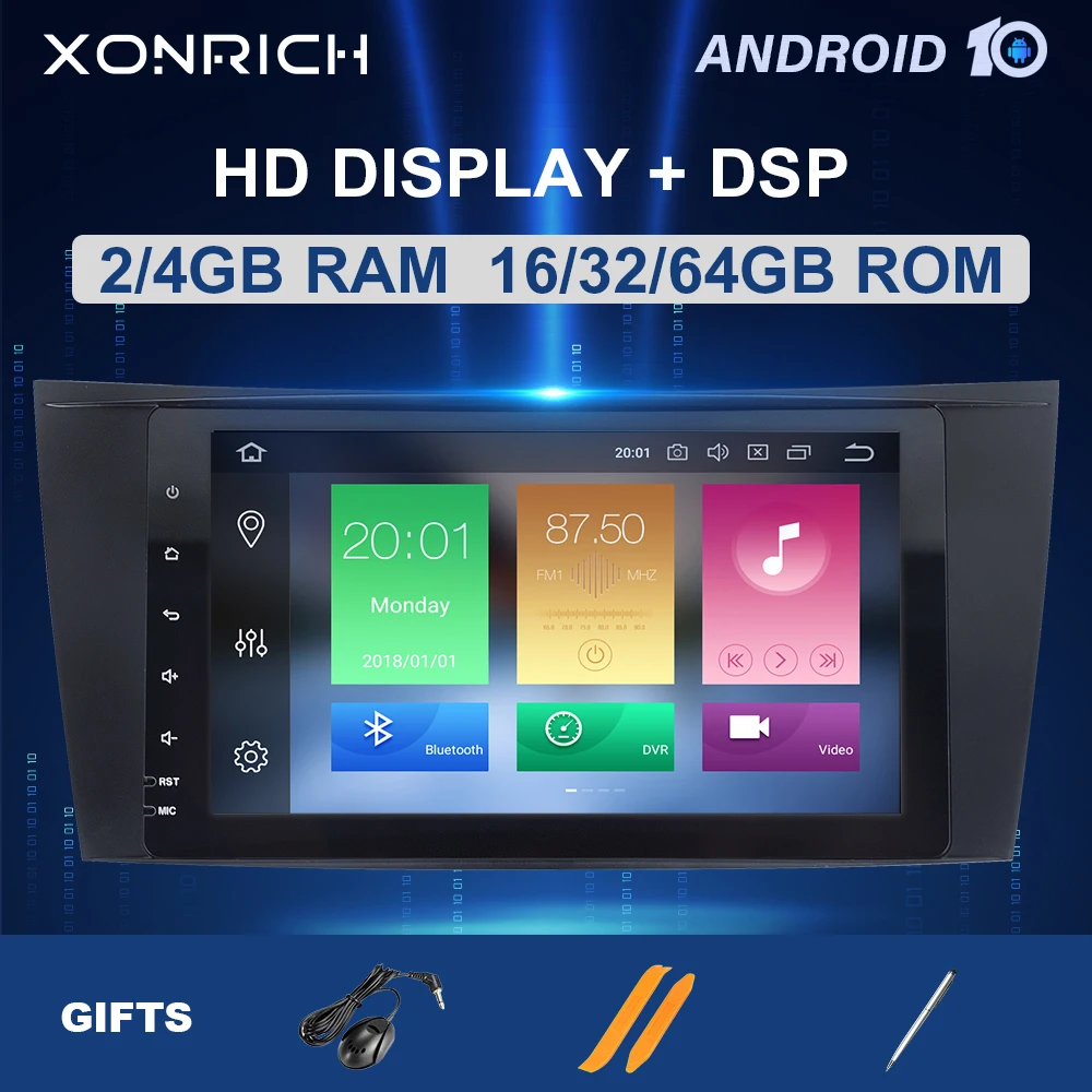 Автомагнитола 4GB2 Din Android 10 для Mercedes Benz E class W211 E200 E220 E300 E350 E240 E270 E280 W219 мультимедийная