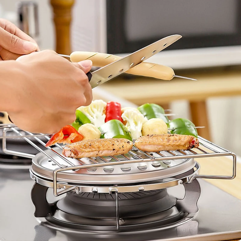 Портативный Настольный газовый гриль портативный барбекю полка для еды плита