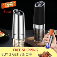 stainless steel electric black pepper mill automatic gravity salt and pepper grinder shaker kitchen weed spice grinder tools