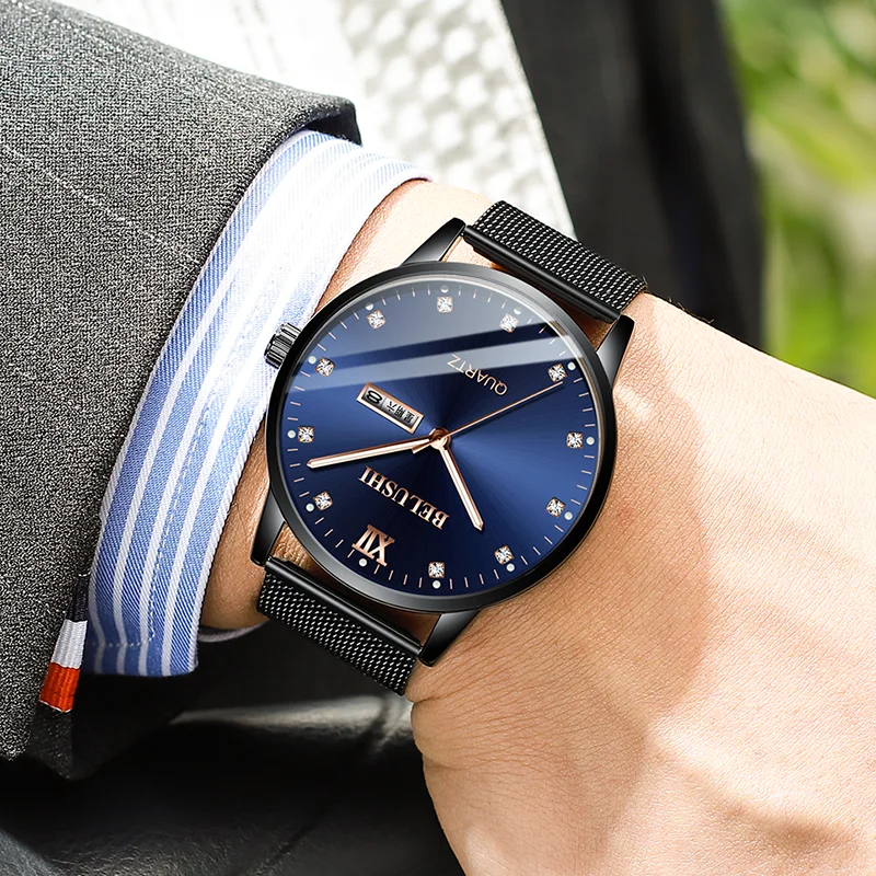 

Men's Casual Fashion Luxury Watch Diamond Surface Quartz Watch Luminous Waterproof Calendar Men's Watch