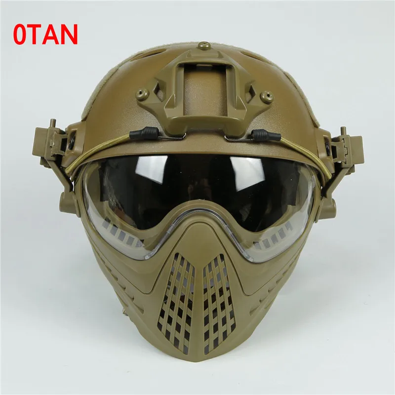 0TAN New Military Tactical Protective Helmet Airsoft Full Face Protection with Goggle Len Full Face Motorcycle Helmet - Цвет: 0TAN