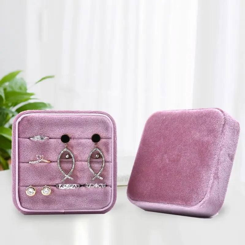 

Vintage Square Velvet Ring Box Wedding Ceremony Party Jewelry Box with Detachable Lid, Engagement Valentine's Day Gift Packaing