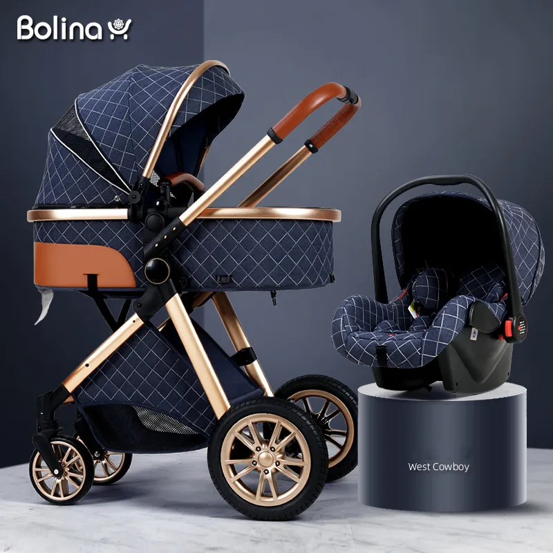 

Bolina 3 in 1 Baby Stroller High Landscape Carriage Light Newborn Pram Shock Proof Two Way 2 in 1 Kid Car Baby Comfort Cart 2021