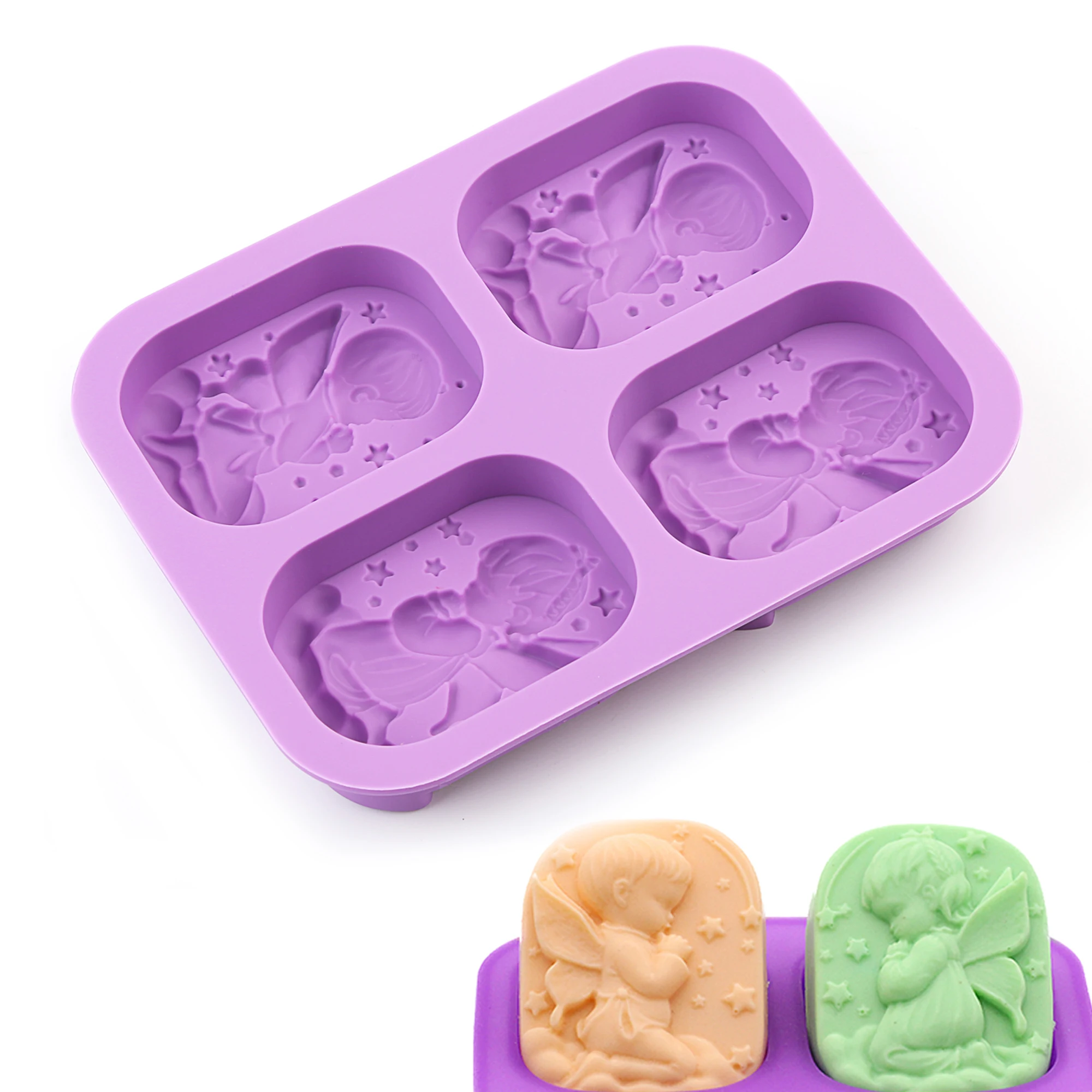 Molde de silicona para jabón de Pokémon de bosque, molde para pastel de 4 celdas, de gel de sílice puro de grado alimenticio para pastel, jabón, caramelo, bricolaje