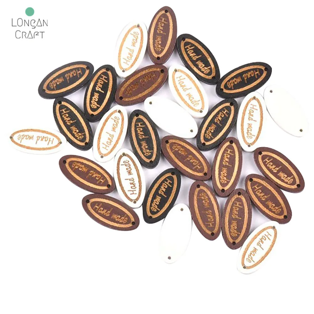 

100pcs Colorful Wooden Label Oval Shaped Wood Label DIY Handmade Garment Label For Decorative Carft Supplies
