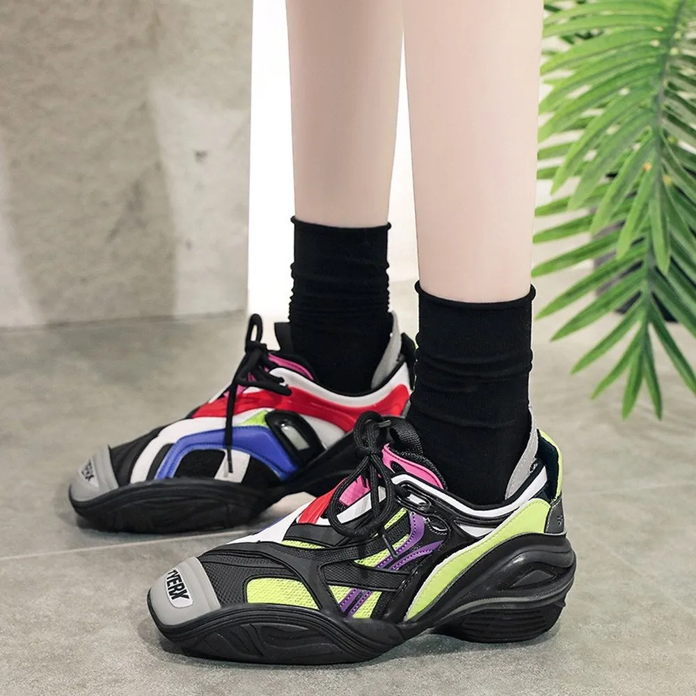 

OLOMLB/женские кроссовки с квадратным носком, на шнуровке, Спортивная повседневная спортивная обувь, 2 стиля, черный цвет, новинка 2020