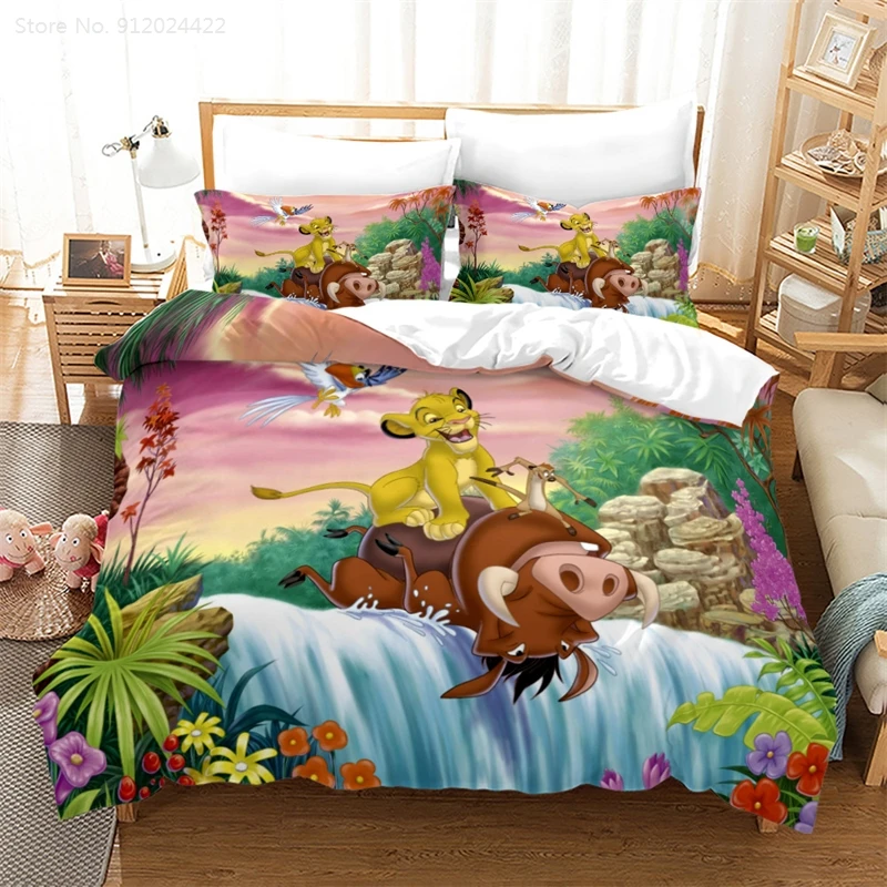 Simba The Lion King Bedding Set Queen Size Disney 3d Pillowcase Quilt Cover Mufasa Duvet 200x200 Bed Linen For Home Family | Дом и сад