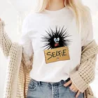 Футболка женская с круглым вырезом и коротким рукавом, простая тенниска с принтом черных мячиков, рубашка в стиле Харадзюку, лето 90