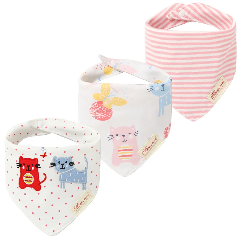 3Pcs Set Girls Triangle Burp Cloths Cute Cartoon Bibs Kids Feeding Accessories Mother And Kids Care Things Drooling Wholesale