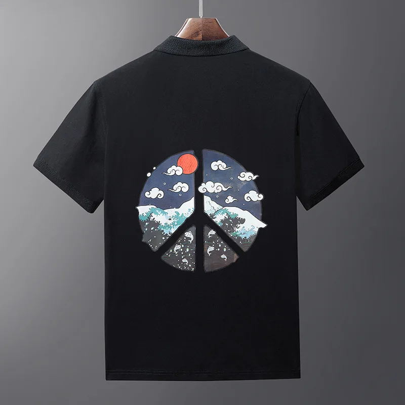 

Men's Large Size Polo Shirt Summer Top 2021 Plus Size Clothing Male 8xl 5xl 7xl 6xl Fashion Print Short Sleeve Black Polo Collar