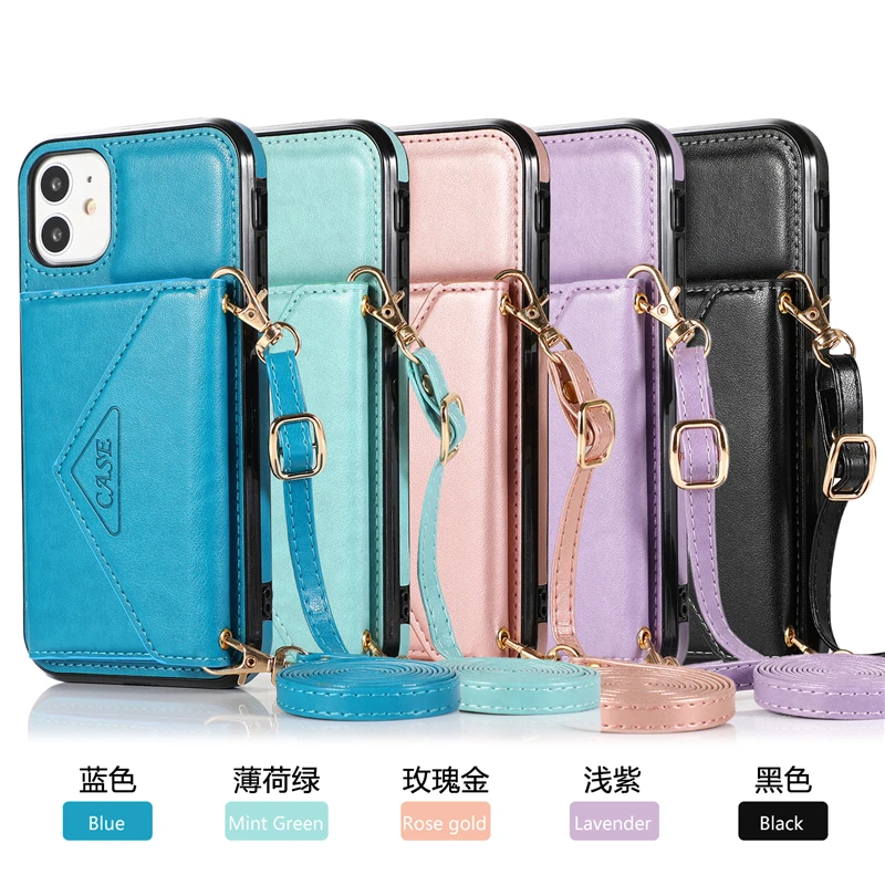 

For iPhone 11 12 XS Pro Max phone case XR X mini 6S 7 8 Plus SE 2020 With lanyard Hot Sale New Fashion Invisible Kickstand