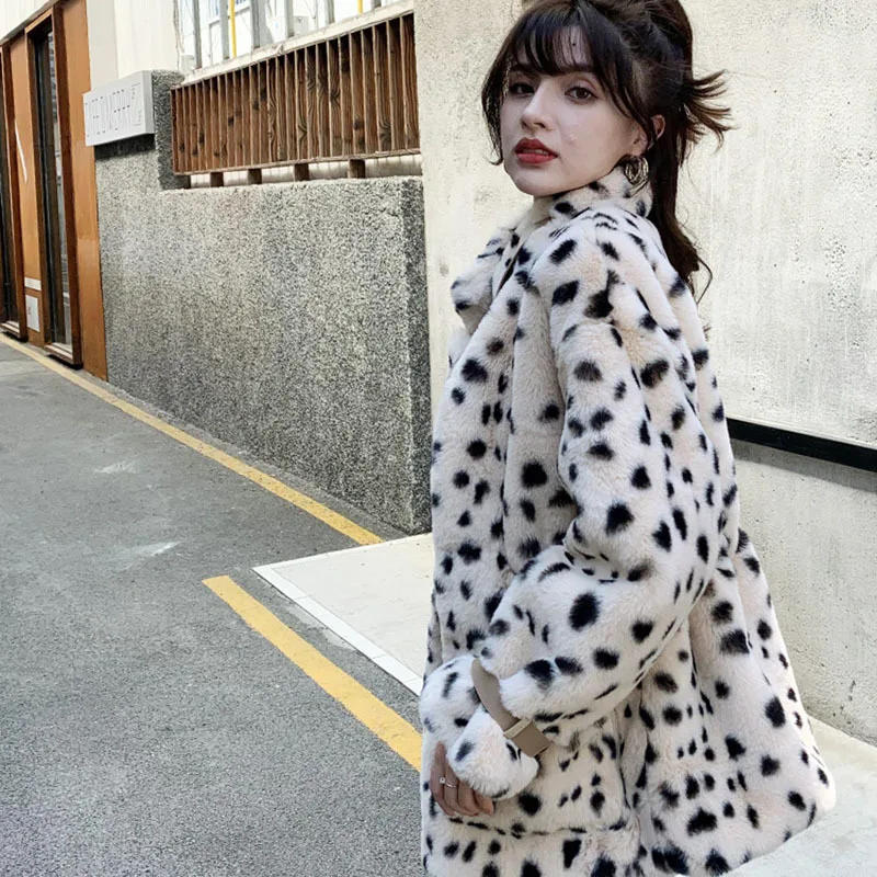 Женская зимняя куртка Wenfly из искусственного меха с меховым принтом леопардовым